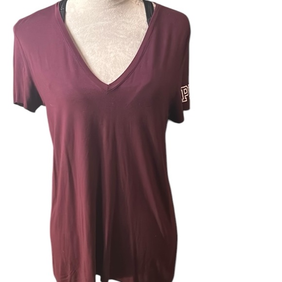 Pink VS Women's V-Neck Maroon Top - Picture 2 of 3